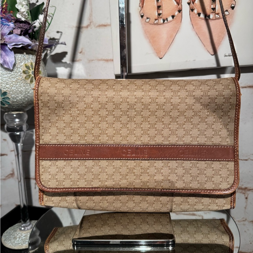 Céline Vintage Circa 2006 Macadam Coated Canvas Crossbody
